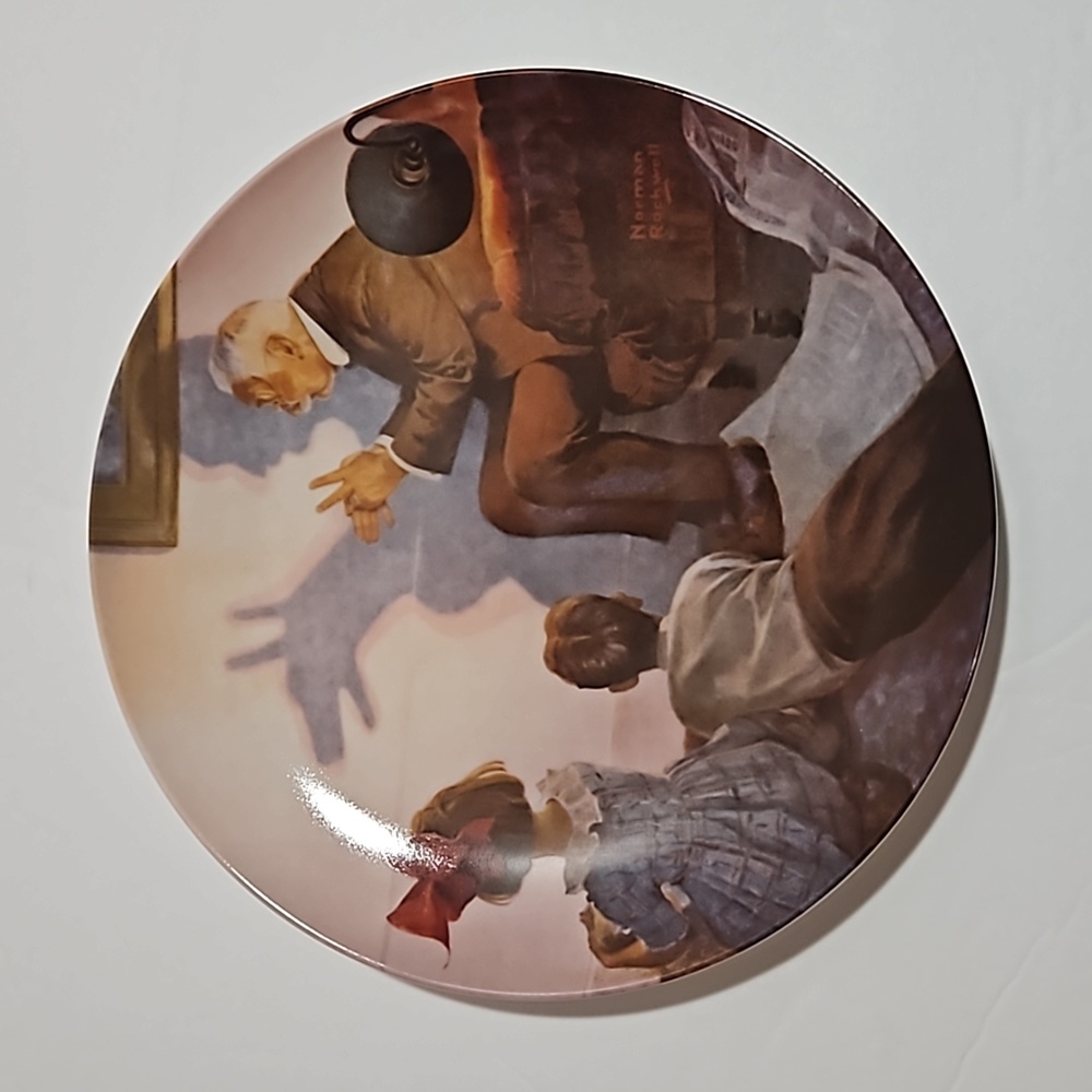 Edwin M Knowles China Co. The Shadow Artist Norman Rockwell Porcelain Plate